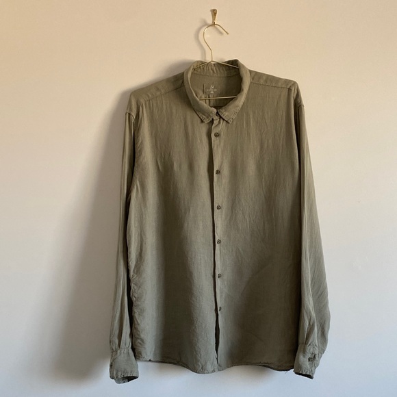 French Linen Sage Green Button Up• Size 4XL - Picture 2 of 8